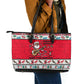 Parang Music Christmas Trinidad And Tobago Leather Tote Bag Scarlet Ibis Santa Merry Trini Christmas