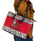 Parang Music Christmas Trinidad And Tobago Leather Tote Bag Scarlet Ibis Santa Merry Trini Christmas