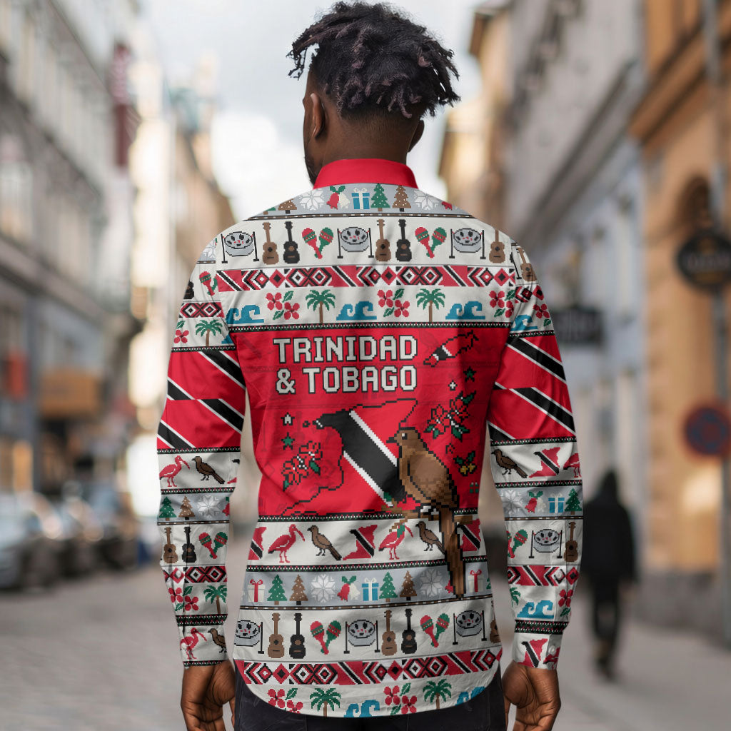 Parang Music Christmas Trinidad And Tobago Long Sleeve Button Shirt Scarlet Ibis Santa Merry Trini Christmas