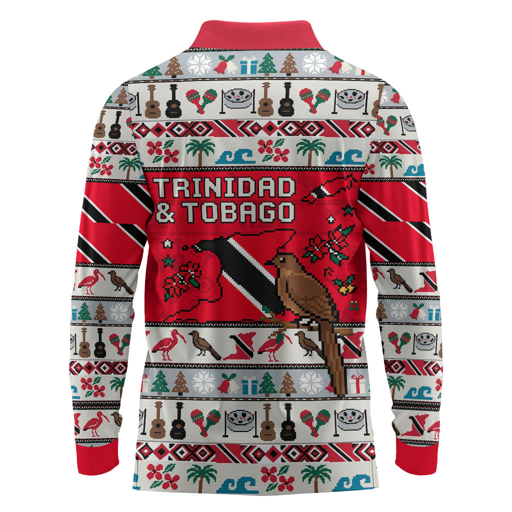 Parang Music Christmas Trinidad And Tobago Long Sleeve Polo Shirt Scarlet Ibis Santa Merry Trini Christmas