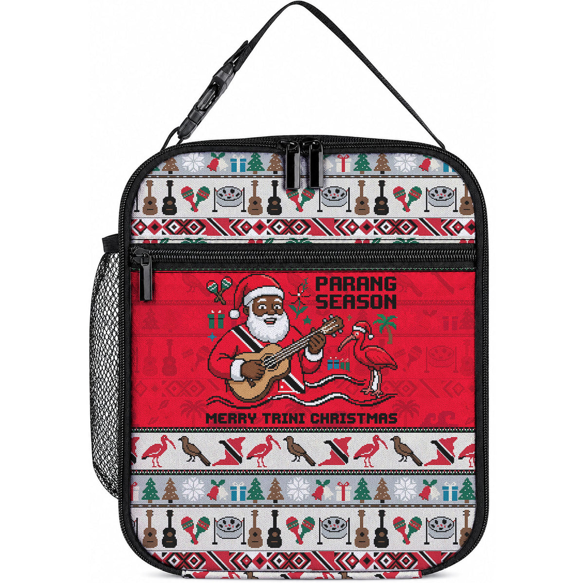 Parang Music Christmas Trinidad And Tobago Lunch Bag Scarlet Ibis Santa Merry Trini Christmas