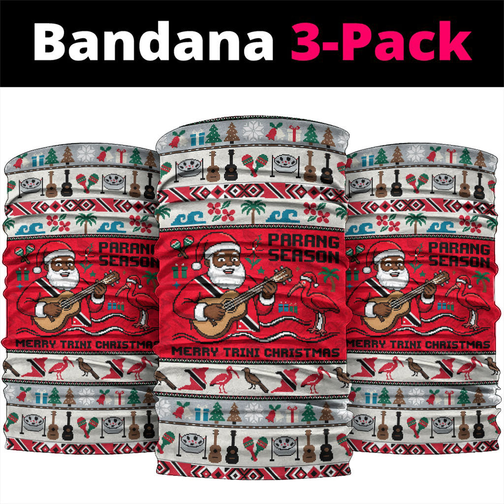 Parang Music Christmas Trinidad And Tobago Neck Gaiter Scarlet Ibis Santa Merry Trini Christmas