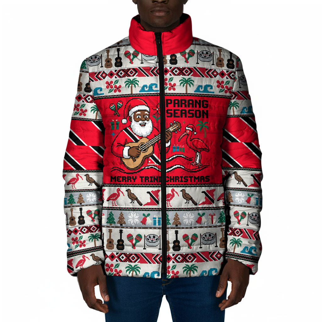 Parang Music Christmas Trinidad And Tobago Padded Jacket Scarlet Ibis Santa Merry Trini Christmas