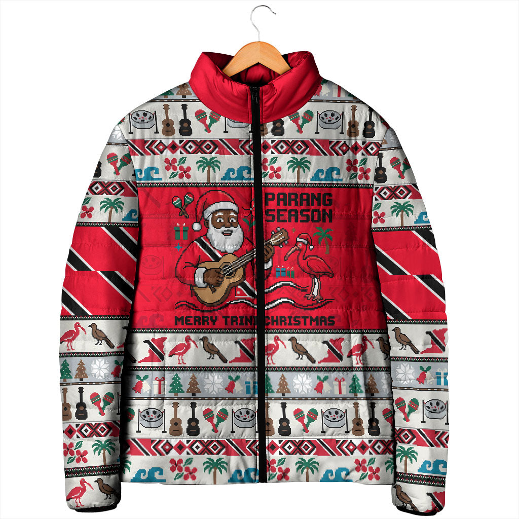 Parang Music Christmas Trinidad And Tobago Padded Jacket Scarlet Ibis Santa Merry Trini Christmas