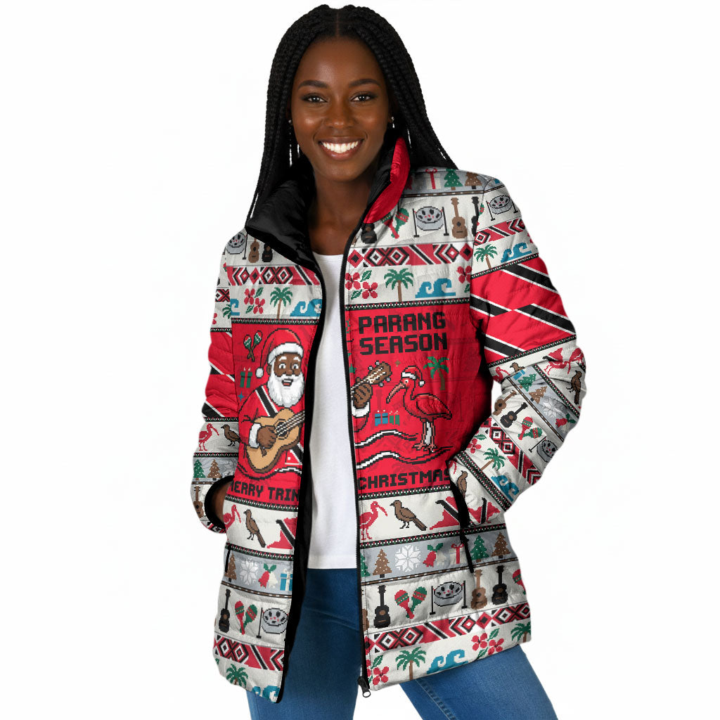 Parang Music Christmas Trinidad And Tobago Padded Jacket Scarlet Ibis Santa Merry Trini Christmas