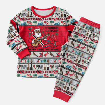 Parang Music Christmas Trinidad And Tobago Christmas Pajama Set Scarlet Ibis Santa Merry Trini Christmas