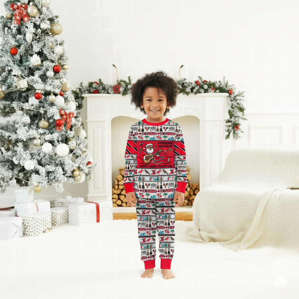 Parang Music Christmas Trinidad And Tobago Christmas Pajama Set Scarlet Ibis Santa Merry Trini Christmas