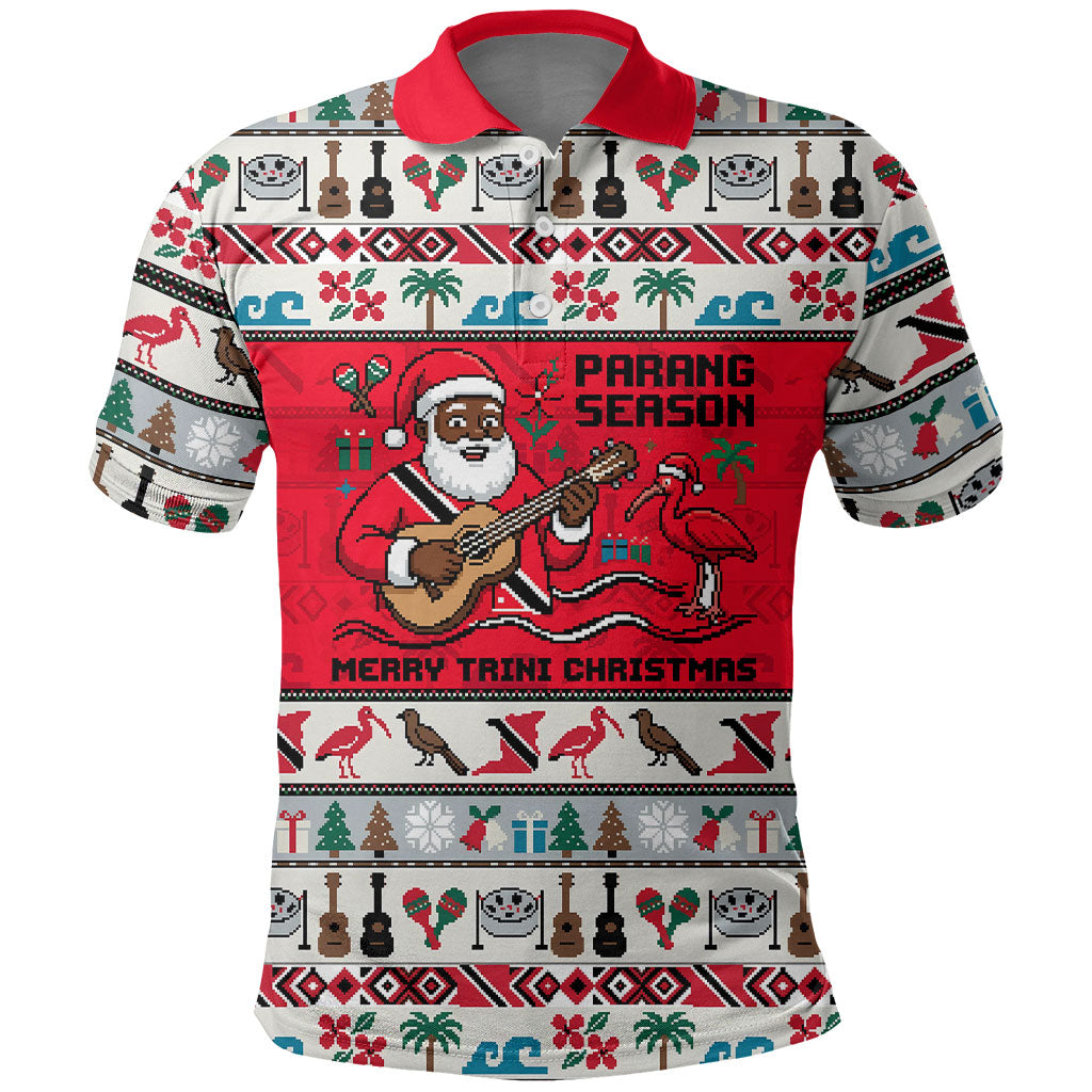 Parang Music Christmas Trinidad And Tobago Polo Shirt Scarlet Ibis Santa Merry Trini Christmas