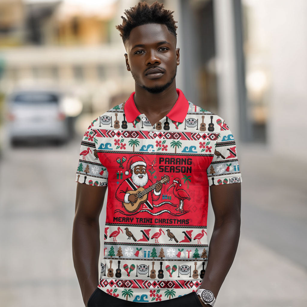 Parang Music Christmas Trinidad And Tobago Polo Shirt Scarlet Ibis Santa Merry Trini Christmas