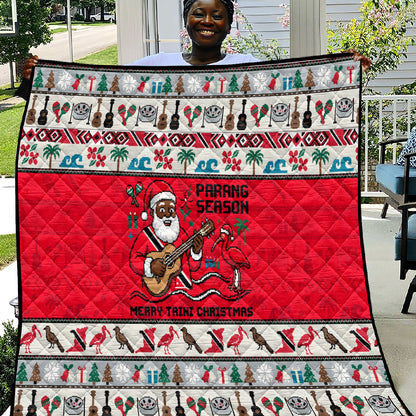 Parang Music Christmas Trinidad And Tobago Quilt Scarlet Ibis Santa Merry Trini Christmas