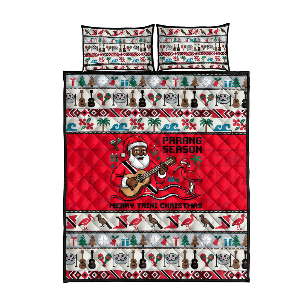 Parang Music Christmas Trinidad And Tobago Quilt Bed Set Scarlet Ibis Santa Merry Trini Christmas