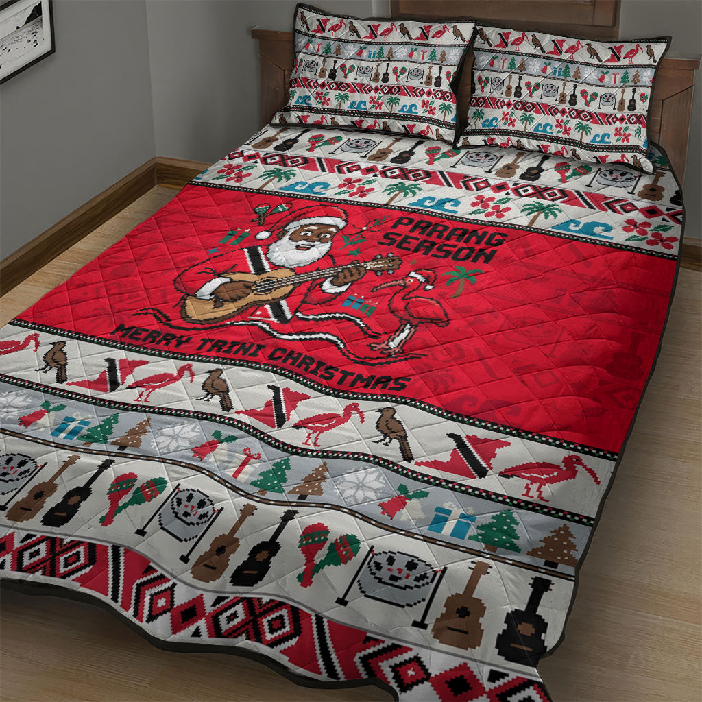 Parang Music Christmas Trinidad And Tobago Quilt Bed Set Scarlet Ibis Santa Merry Trini Christmas