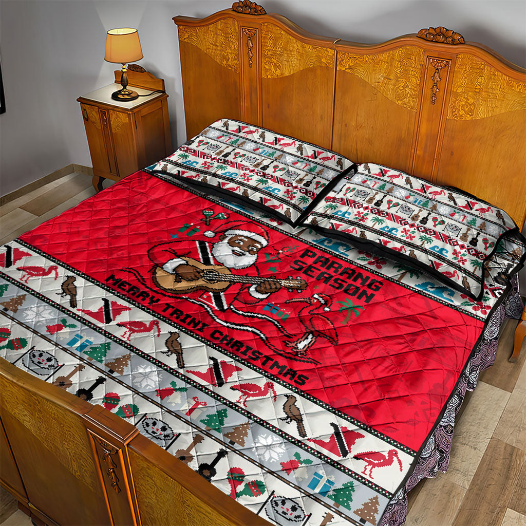 Parang Music Christmas Trinidad And Tobago Quilt Bed Set Scarlet Ibis Santa Merry Trini Christmas