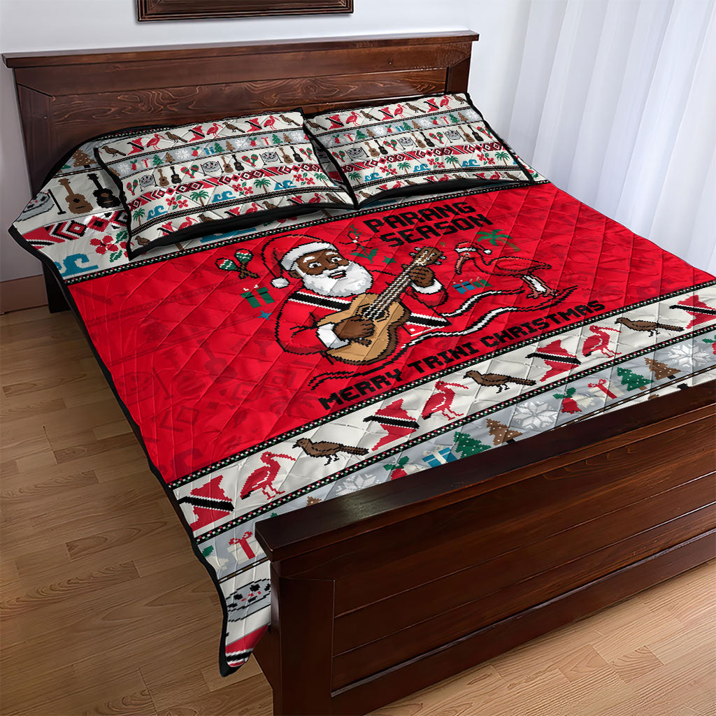 Parang Music Christmas Trinidad And Tobago Quilt Bed Set Scarlet Ibis Santa Merry Trini Christmas