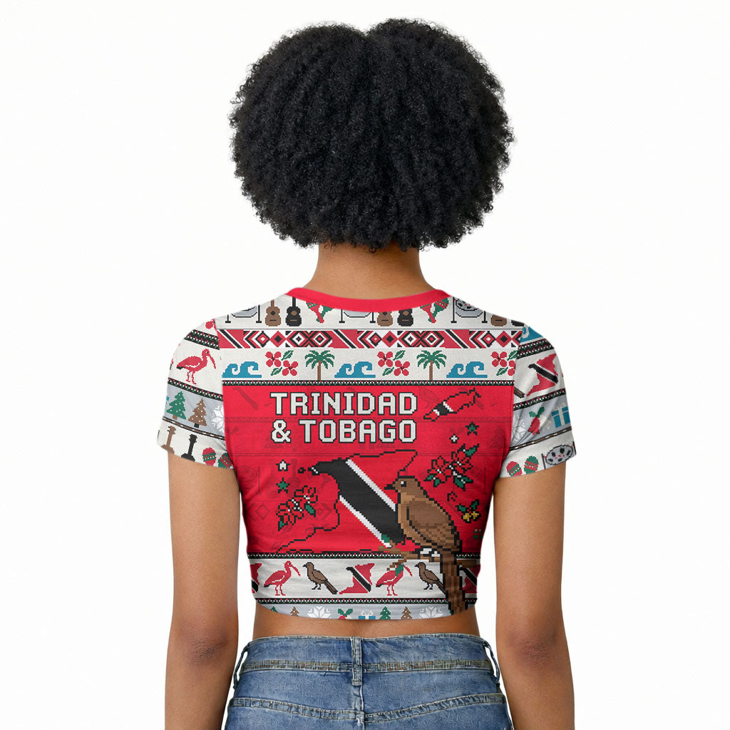 Parang Music Christmas Trinidad And Tobago Raglan Cropped T shirt Scarlet Ibis Santa Merry Trini Christmas