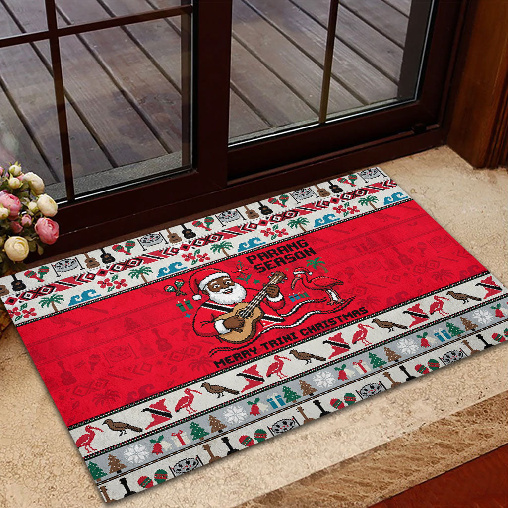 Parang Music Christmas Trinidad And Tobago Rubber Doormat Scarlet Ibis Santa Merry Trini Christmas