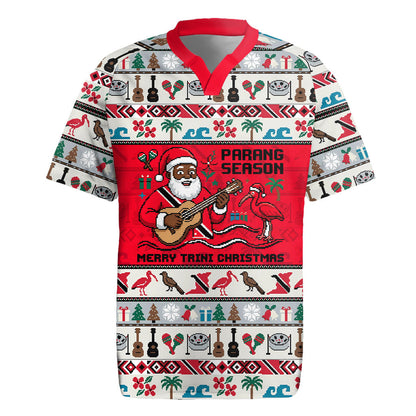Parang Music Christmas Trinidad And Tobago Rugby Jersey Scarlet Ibis Santa Merry Trini Christmas