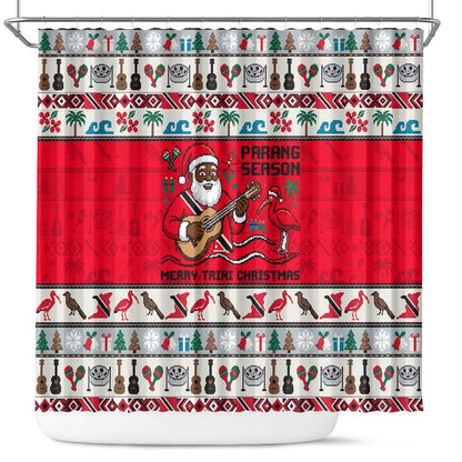 Parang Music Christmas Trinidad And Tobago Shower Curtain Scarlet Ibis Santa Merry Trini Christmas