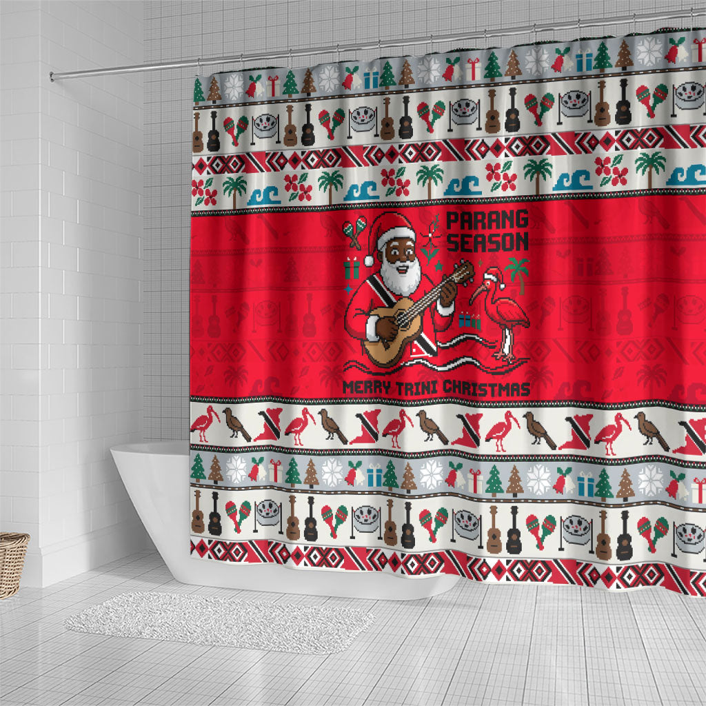 Parang Music Christmas Trinidad And Tobago Shower Curtain Scarlet Ibis Santa Merry Trini Christmas