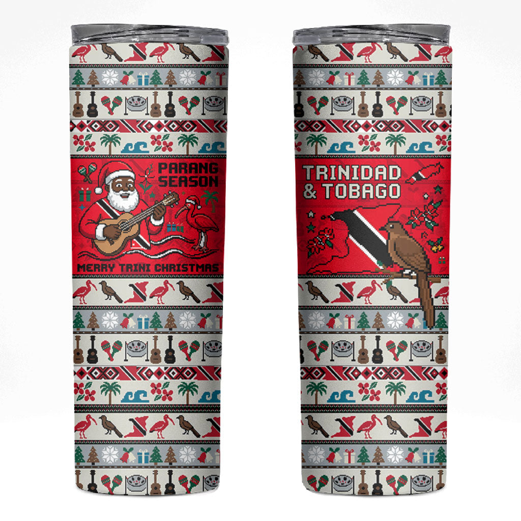 Parang Music Christmas Trinidad And Tobago Skinny Tumbler Scarlet Ibis Santa Merry Trini Christmas