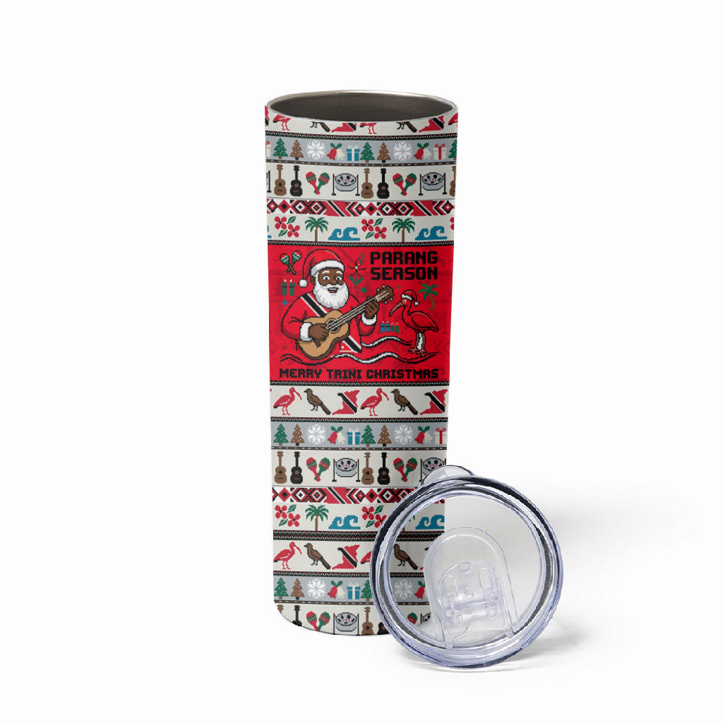Parang Music Christmas Trinidad And Tobago Skinny Tumbler Scarlet Ibis Santa Merry Trini Christmas