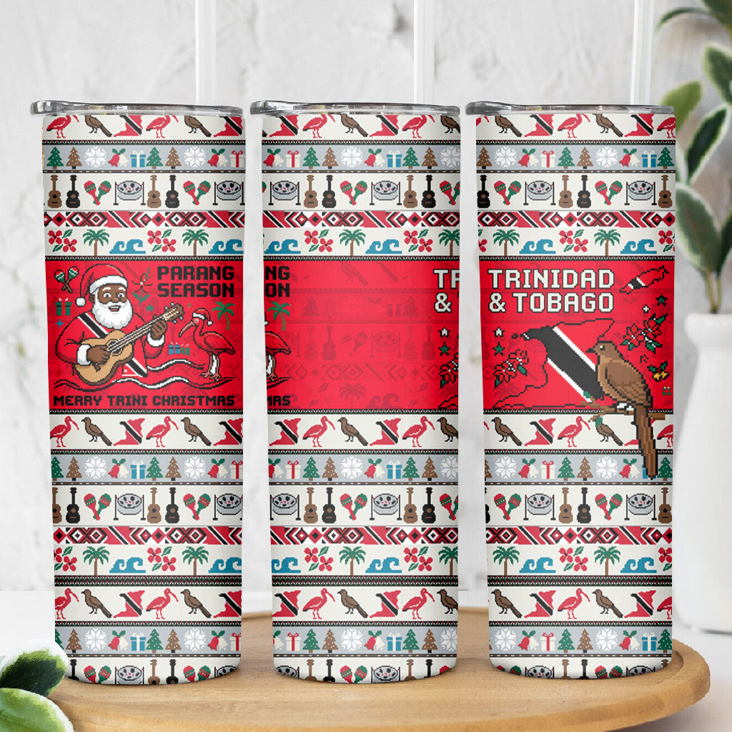 Parang Music Christmas Trinidad And Tobago Skinny Tumbler Scarlet Ibis Santa Merry Trini Christmas