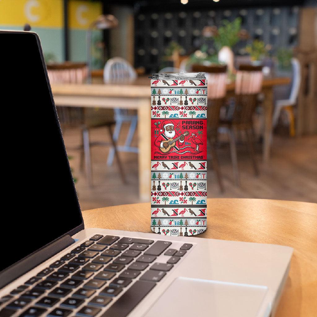 Parang Music Christmas Trinidad And Tobago Skinny Tumbler Scarlet Ibis Santa Merry Trini Christmas
