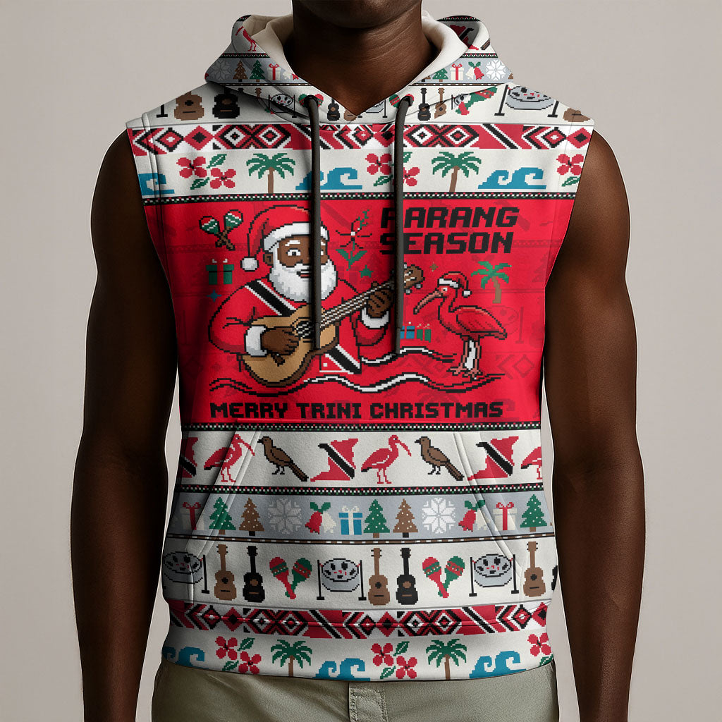 Parang Music Christmas Trinidad And Tobago Sleeveless Hoodie Scarlet Ibis Santa Merry Trini Christmas