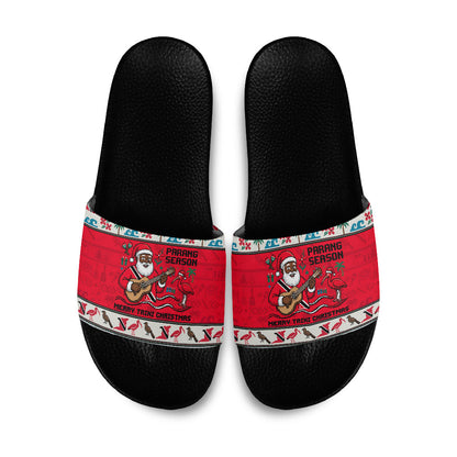 Parang Music Christmas Trinidad And Tobago Slide Sandals Scarlet Ibis Santa Merry Trini Christmas