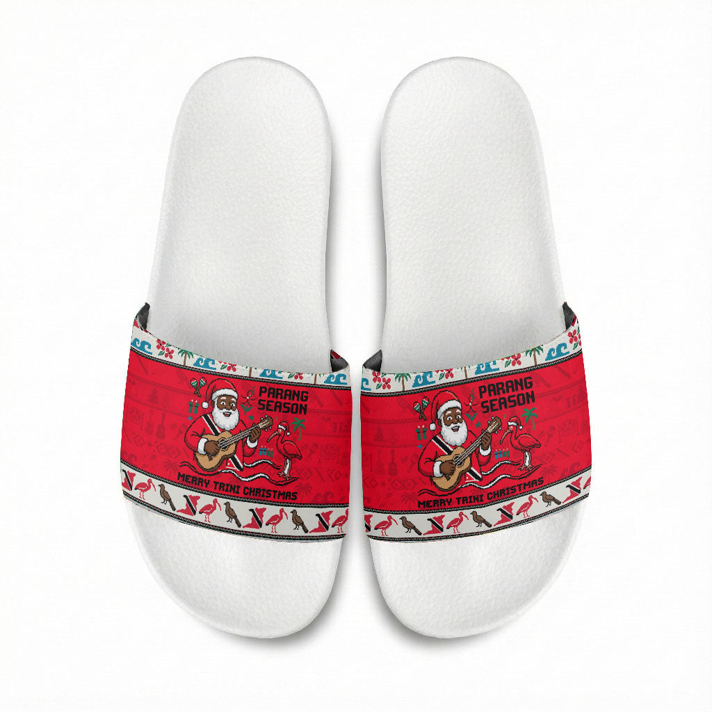 Parang Music Christmas Trinidad And Tobago Slide Sandals Scarlet Ibis Santa Merry Trini Christmas