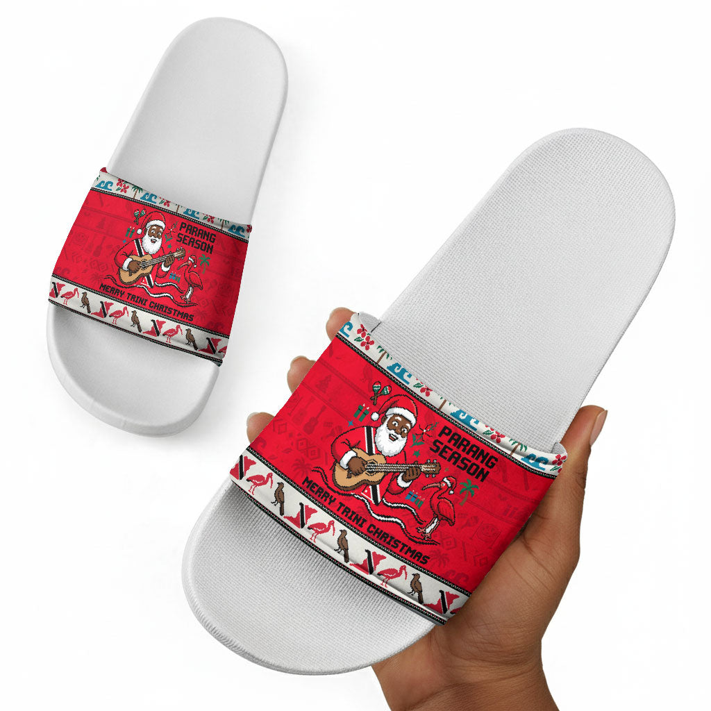 Parang Music Christmas Trinidad And Tobago Slide Sandals Scarlet Ibis Santa Merry Trini Christmas