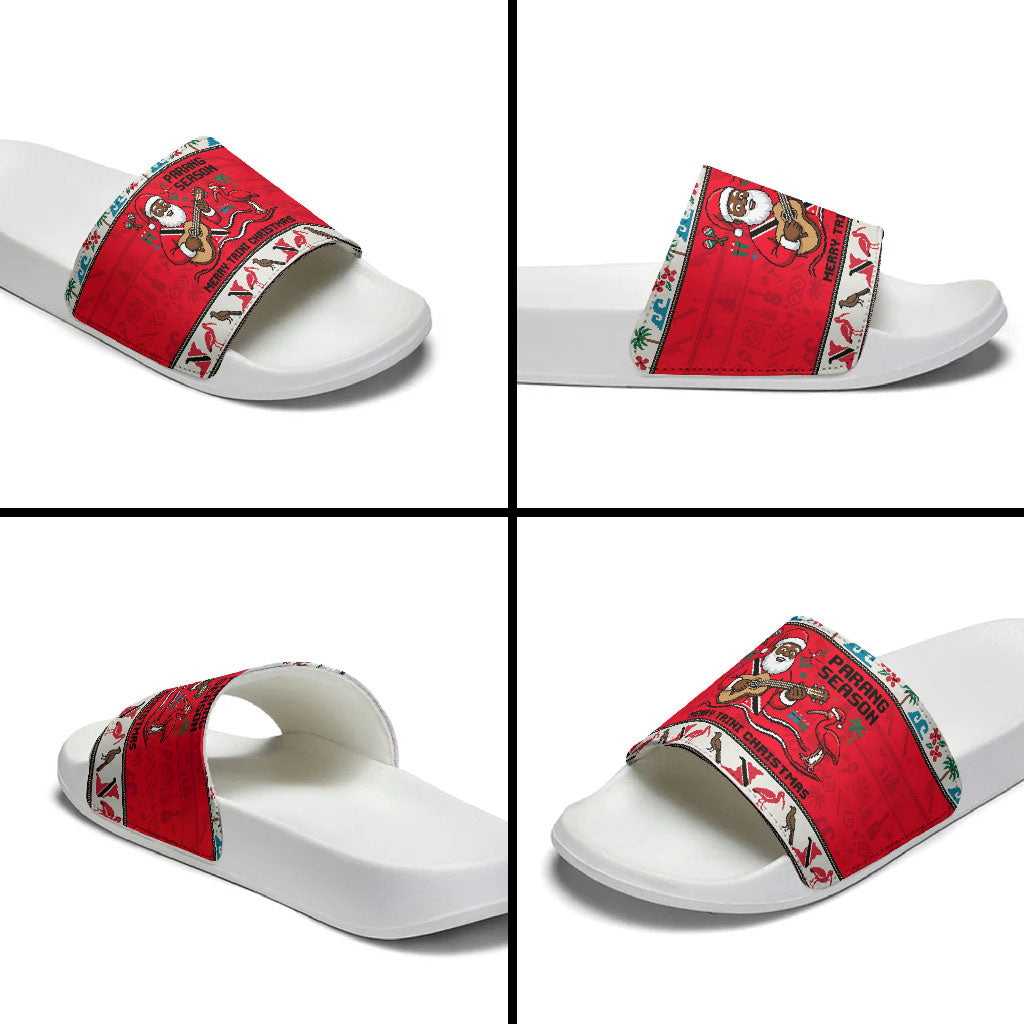 Parang Music Christmas Trinidad And Tobago Slide Sandals Scarlet Ibis Santa Merry Trini Christmas