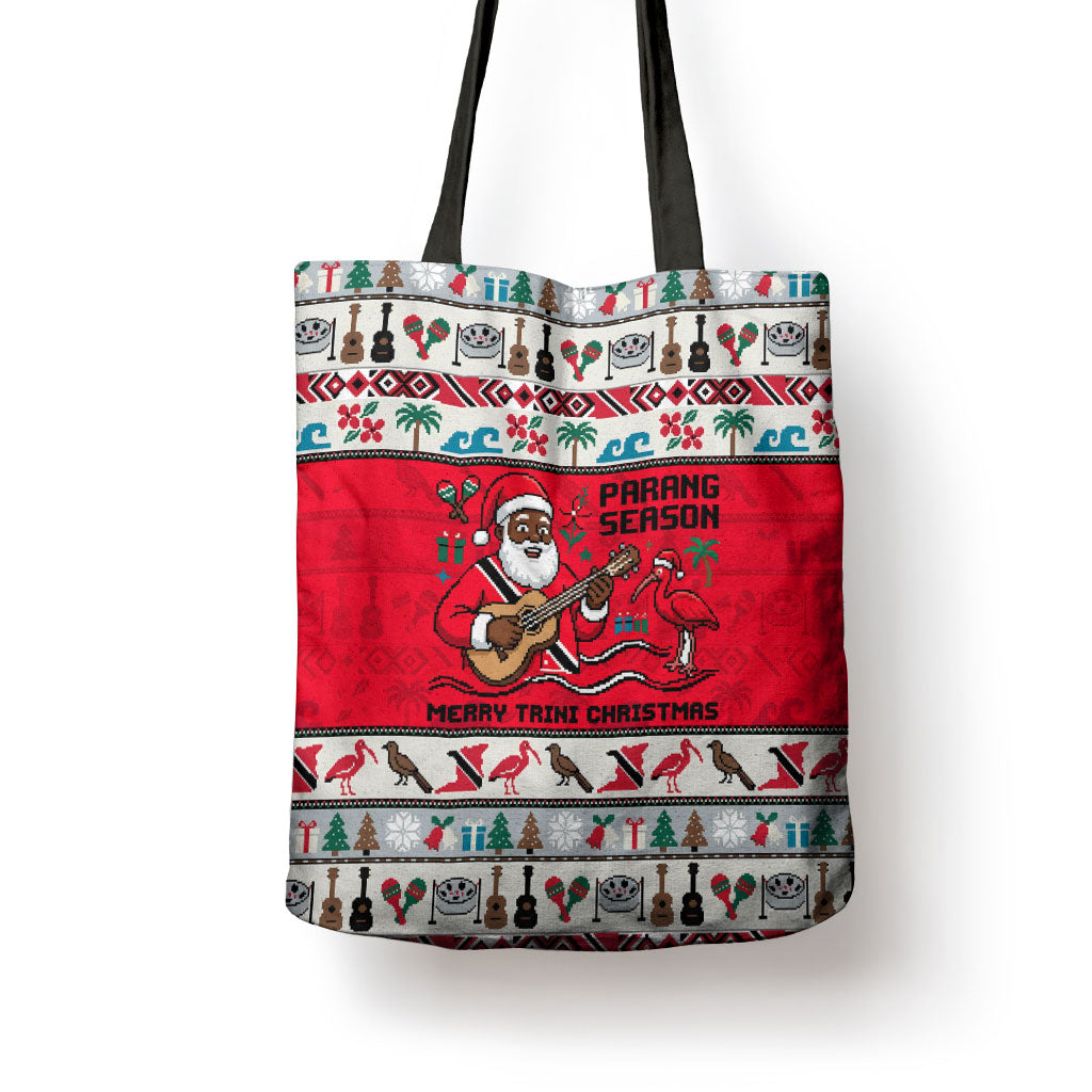 Parang Music Christmas Trinidad And Tobago Tote Bag Scarlet Ibis Santa Merry Trini Christmas