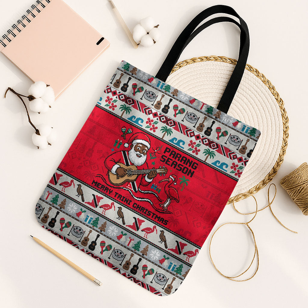 Parang Music Christmas Trinidad And Tobago Tote Bag Scarlet Ibis Santa Merry Trini Christmas