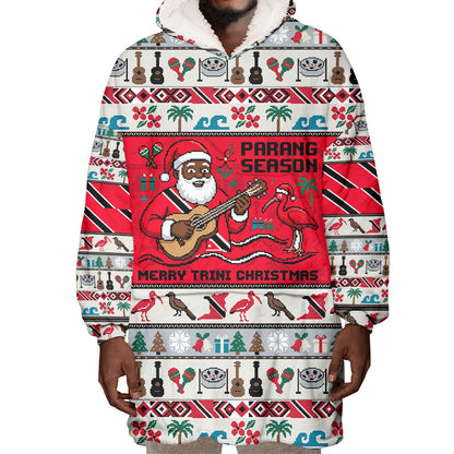 Parang Music Christmas Trinidad And Tobago Wearable Blanket Hoodie Scarlet Ibis Santa Merry Trini Christmas