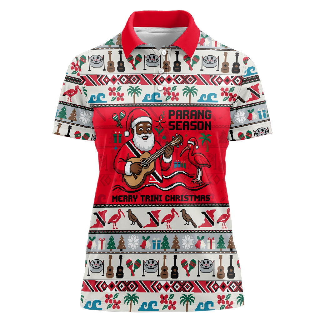 Parang Music Christmas Trinidad And Tobago Women Polo Shirt Scarlet Ibis Santa Merry Trini Christmas