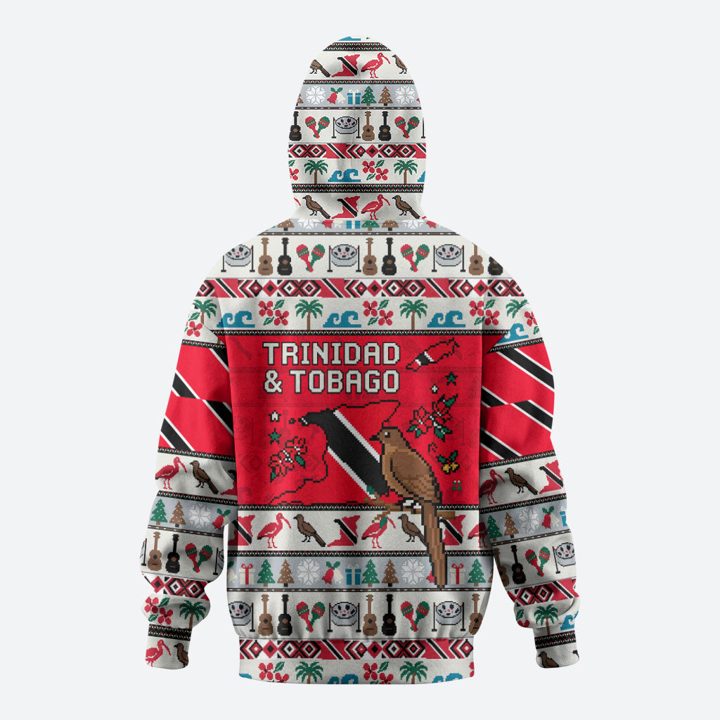 Parang Music Christmas Trinidad And Tobago Zip Hoodie Scarlet Ibis Santa Merry Trini Christmas