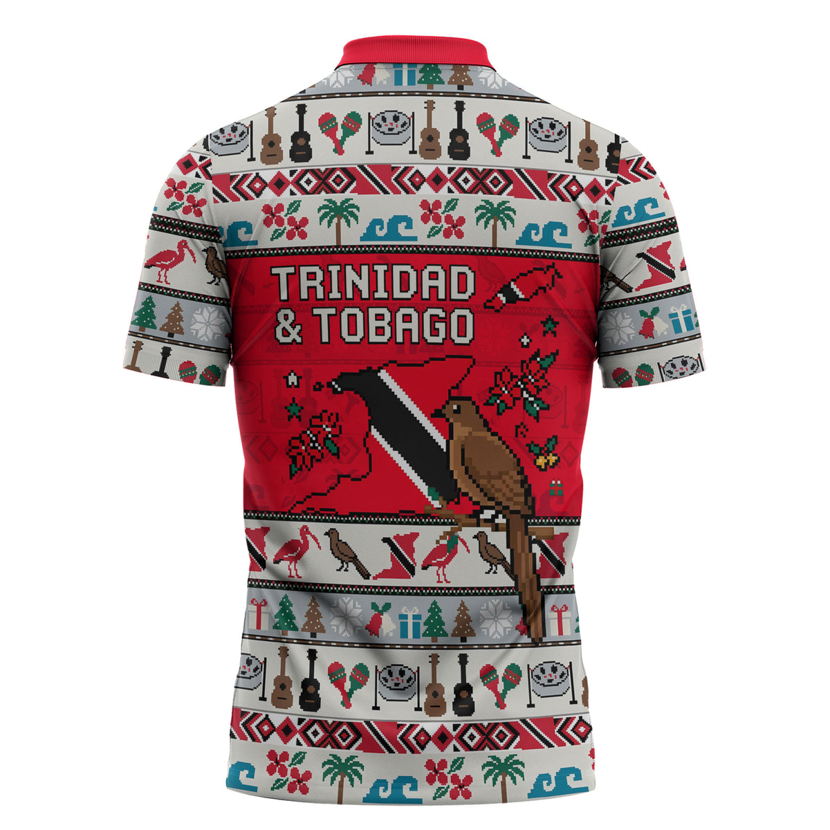 Parang Music Christmas Trinidad And Tobago Zipper Polo Shirt Scarlet Ibis Santa Merry Trini Christmas