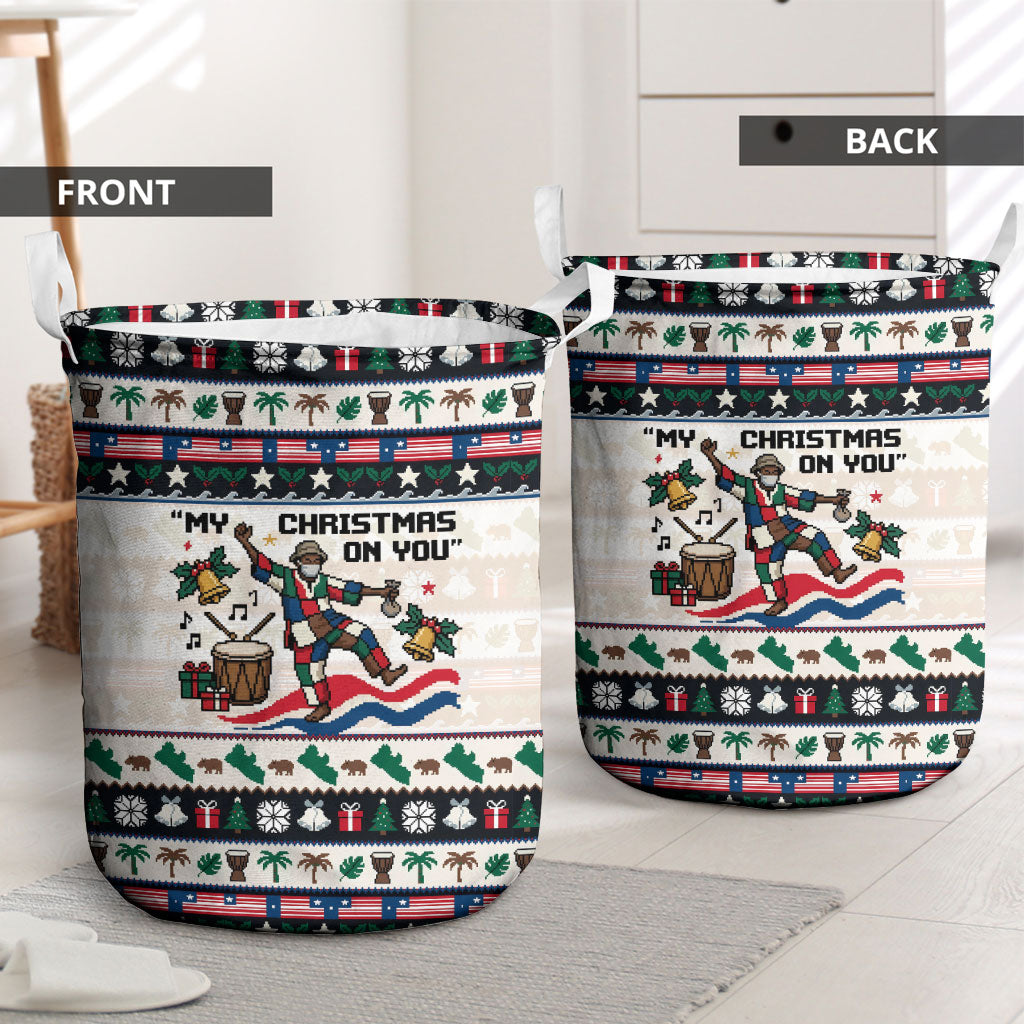 Liberia Christmas On You Laundry Basket Old Man Bayka - Pygmy Hippo - Liberia Map Djembe Drum