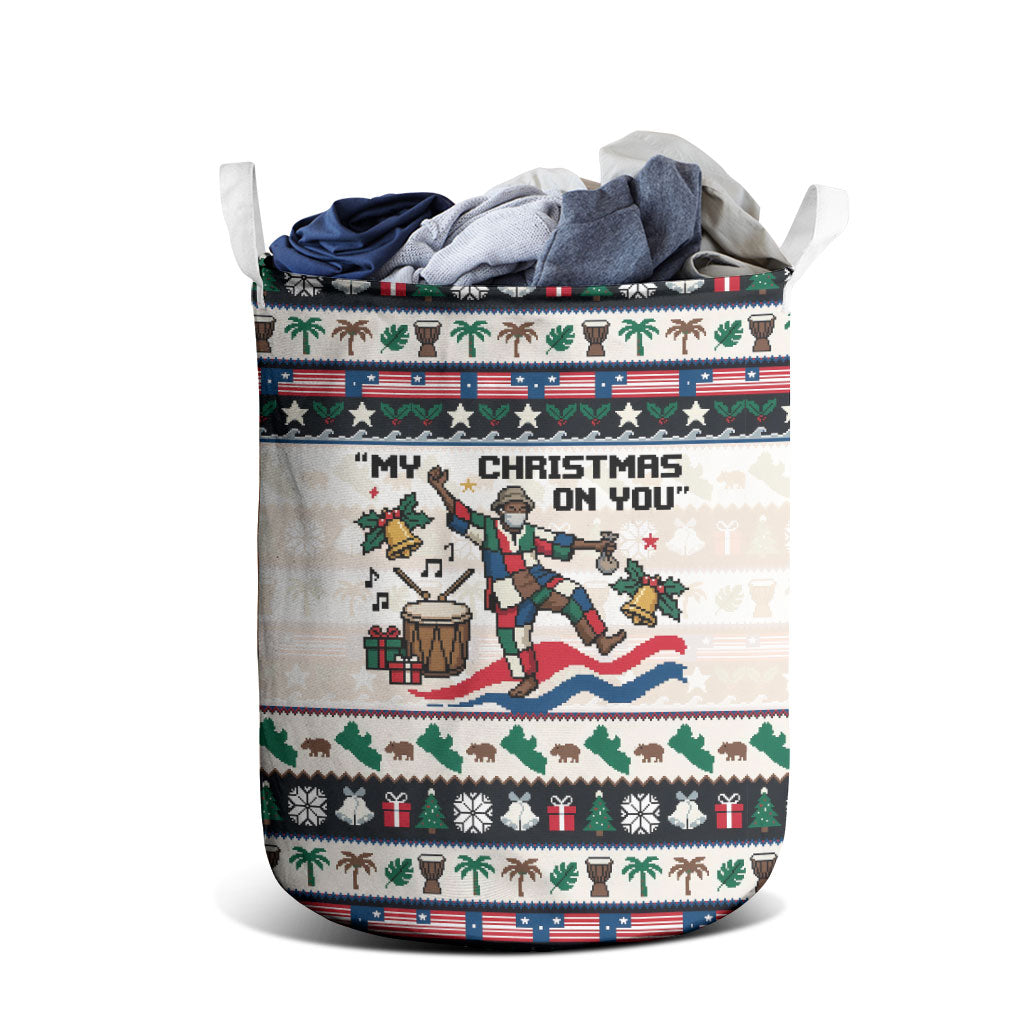 Liberia Christmas On You Laundry Basket Old Man Bayka - Pygmy Hippo - Liberia Map Djembe Drum