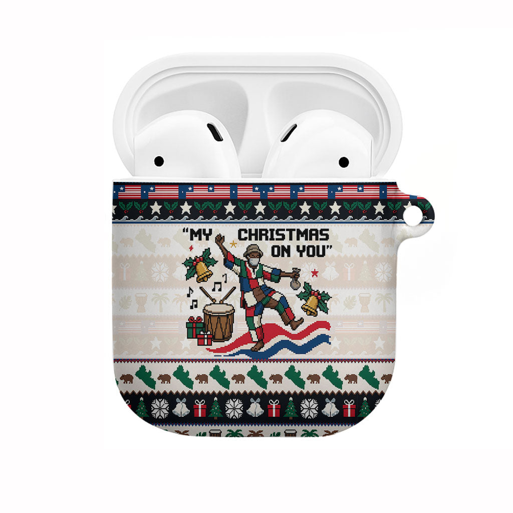 Liberia Christmas On You AirPods Case Old Man Bayka - Pygmy Hippo - Liberia Map Djembe Drum