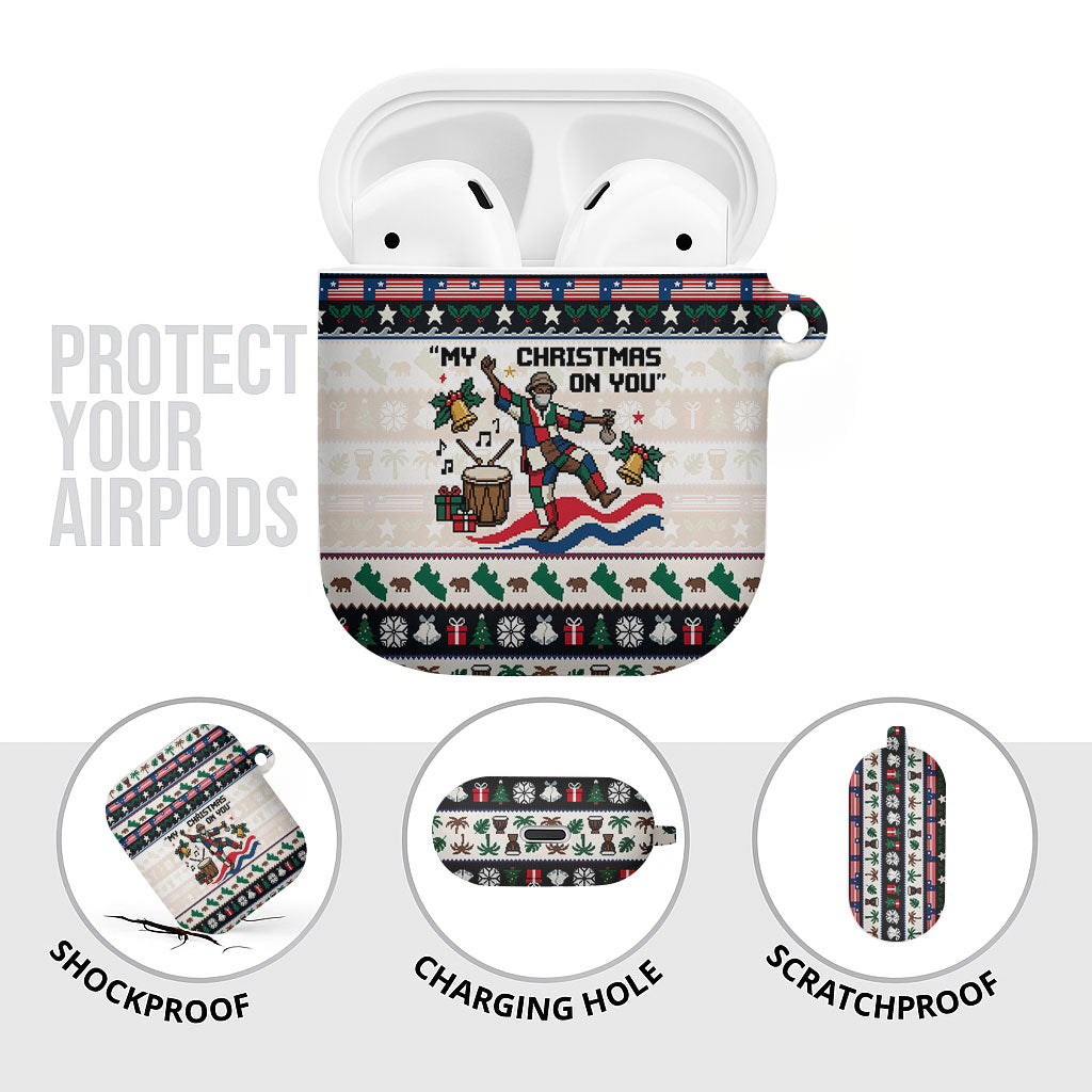 Liberia Christmas On You AirPods Case Old Man Bayka - Pygmy Hippo - Liberia Map Djembe Drum