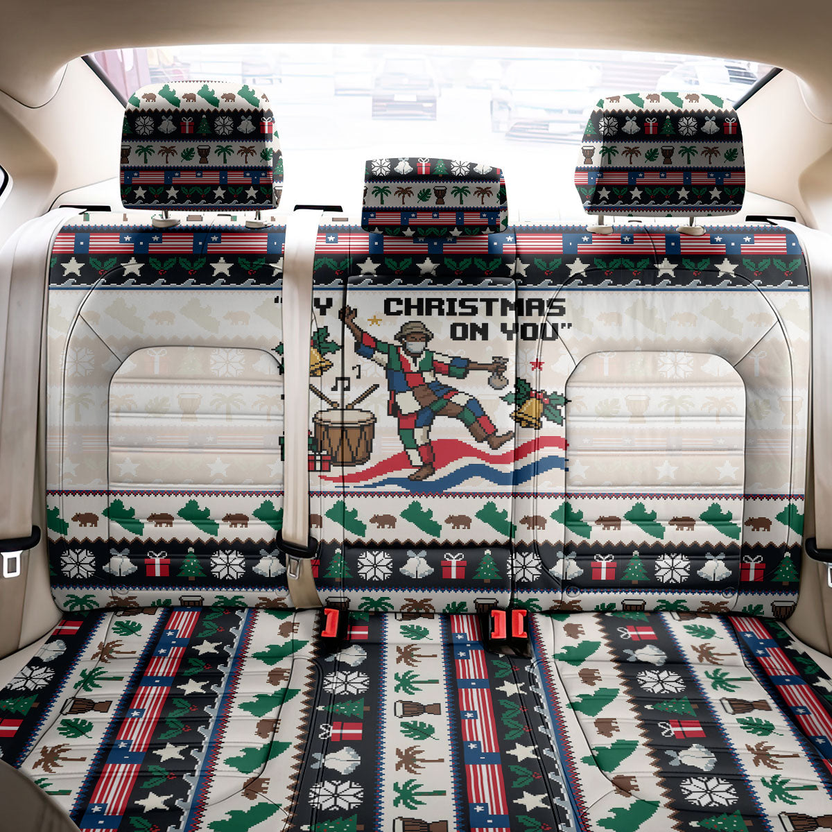 Liberia Christmas On You Back Car Seat Cover Old Man Bayka - Pygmy Hippo - Liberia Map Djembe Drum