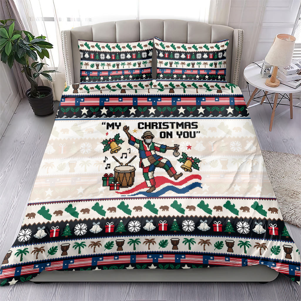 Liberia Christmas On You Bedding Set Old Man Bayka - Pygmy Hippo - Liberia Map Djembe Drum