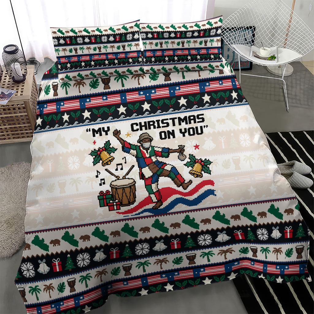 Liberia Christmas On You Bedding Set Old Man Bayka - Pygmy Hippo - Liberia Map Djembe Drum
