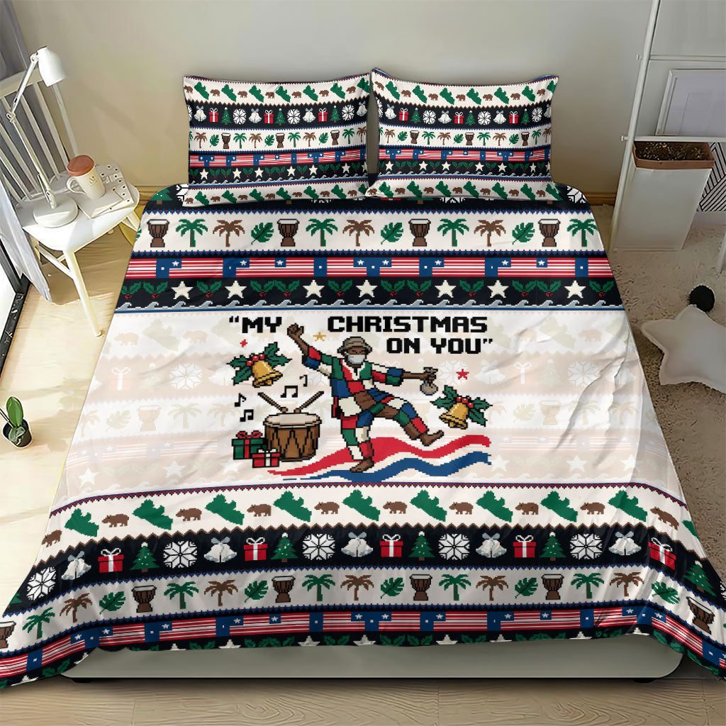 Liberia Christmas On You Bedding Set Old Man Bayka - Pygmy Hippo - Liberia Map Djembe Drum