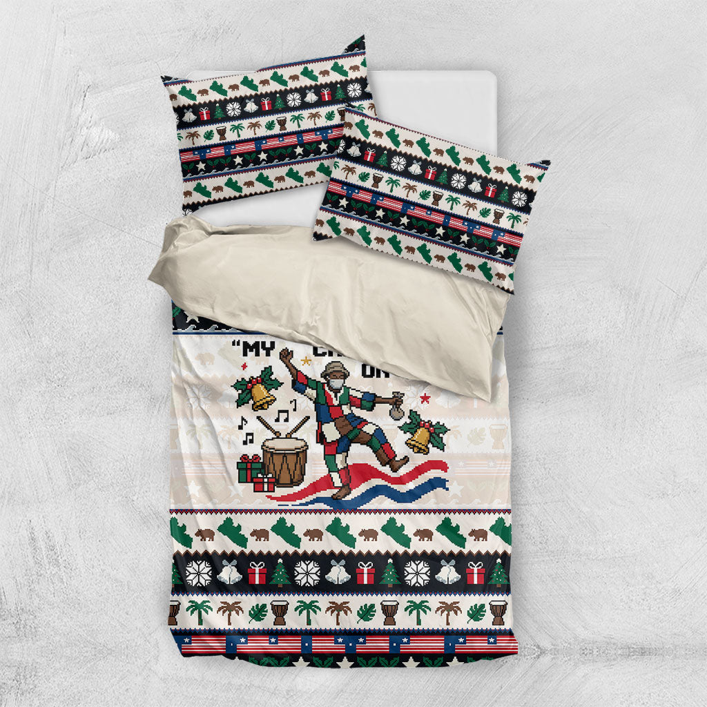 Liberia Christmas On You Bedding Set Old Man Bayka - Pygmy Hippo - Liberia Map Djembe Drum