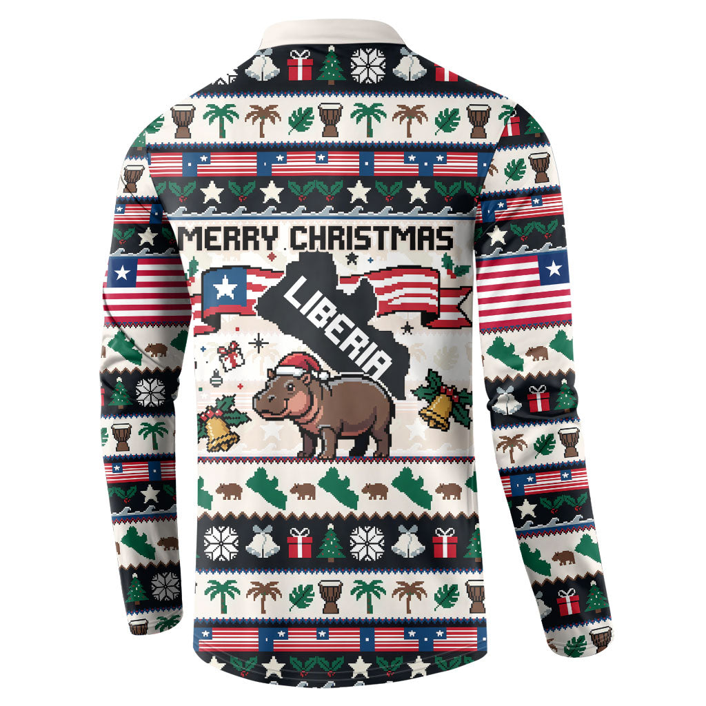 Liberia Christmas On You Button Sweatshirt Old Man Bayka - Pygmy Hippo - Liberia Map Djembe Drum