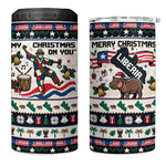 Liberia Christmas On You 4 in 1 Can Cooler Tumbler Old Man Bayka - Pygmy Hippo - Liberia Map Djembe Drum