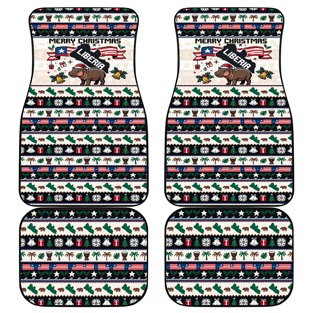 Liberia Christmas On You Car Mats Old Man Bayka - Pygmy Hippo - Liberia Map Djembe Drum